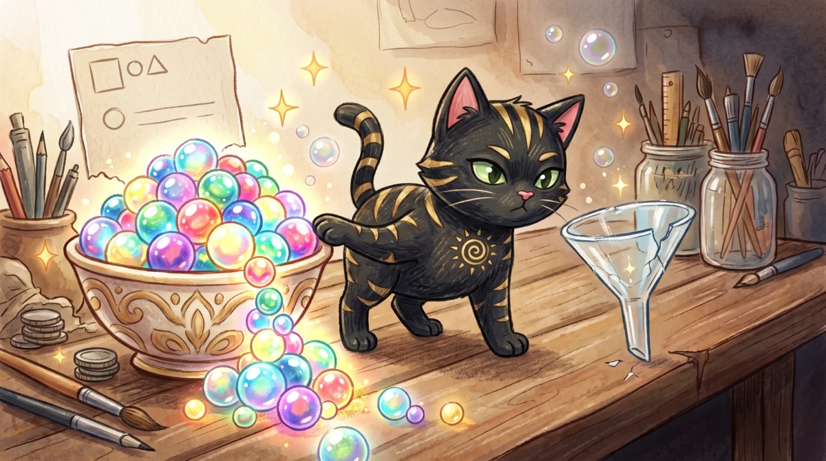問問貓插圖:滿溢大碗與殘破漏杯