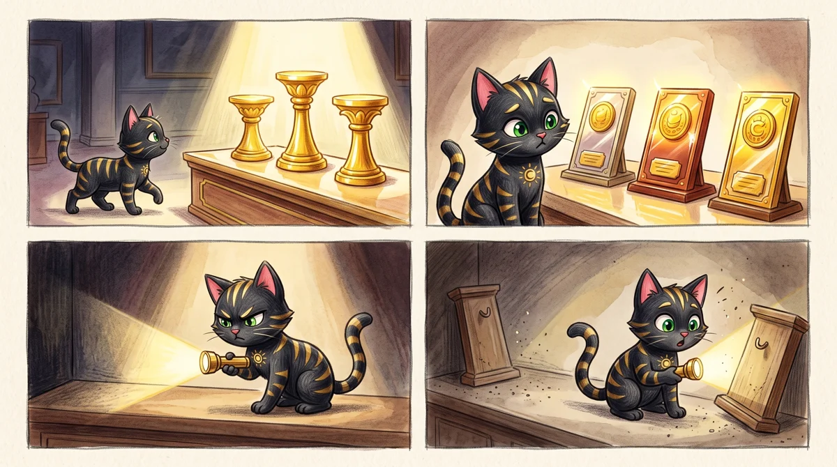 AMPM wordless comic: Only three shining paid plan pedestals remain on display, while the free tier has vanished into the
