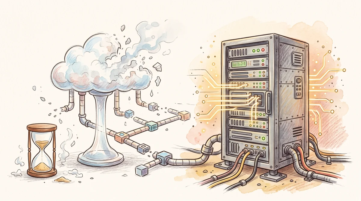 AMPM illustration: Unpaid cloud trial environments vanish entirely once the time runs out, while self-hosted installatio