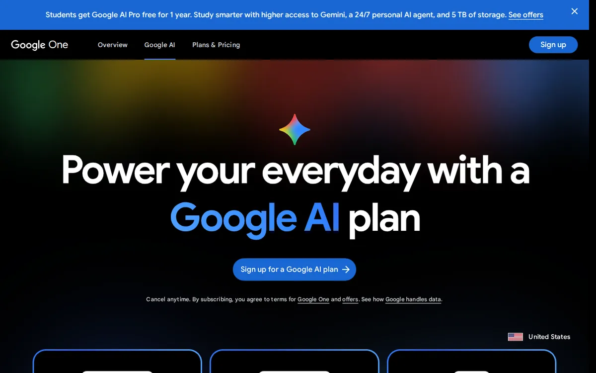Screenshot of one.google.com (official pricing page), captured 2026-10-07