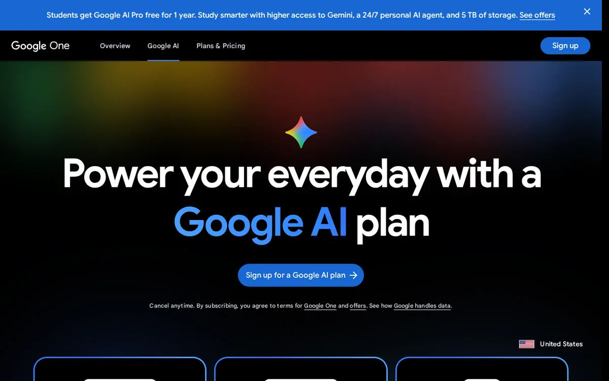Screenshot of one.google.com (official pricing page), captured 2026-10-07