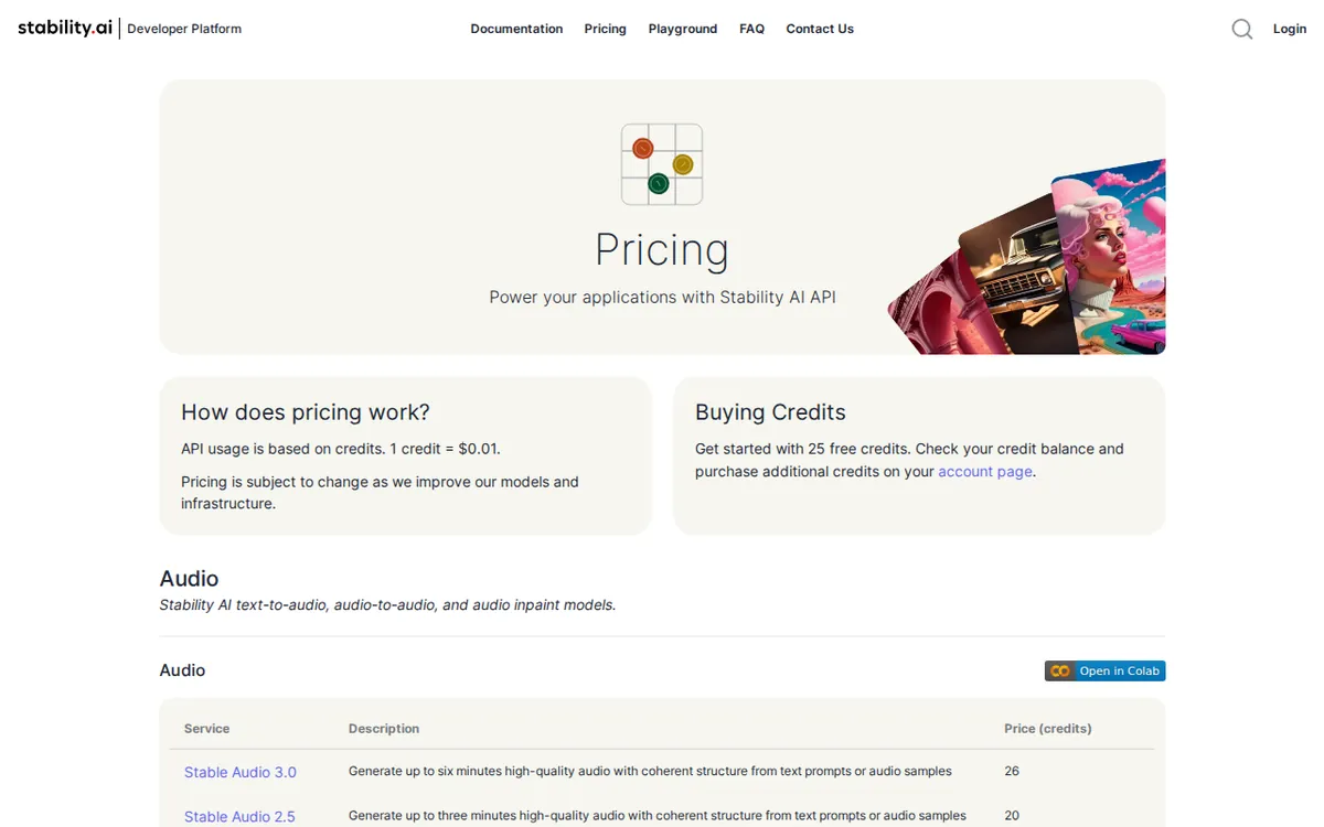 Screenshot of platform.stability.ai (official pricing page), captured 2026-10-07