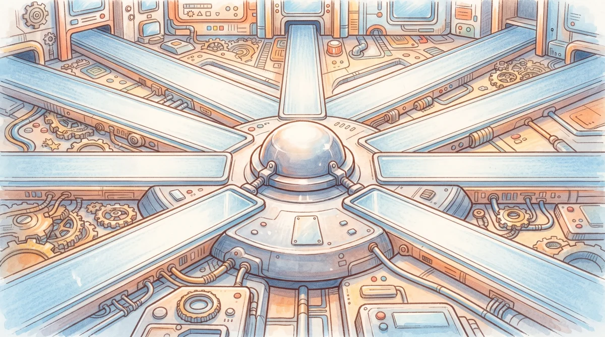AMPM illustration: This illustration shows how the tool acts as a central dispatcher, keeping multiple workflows complet