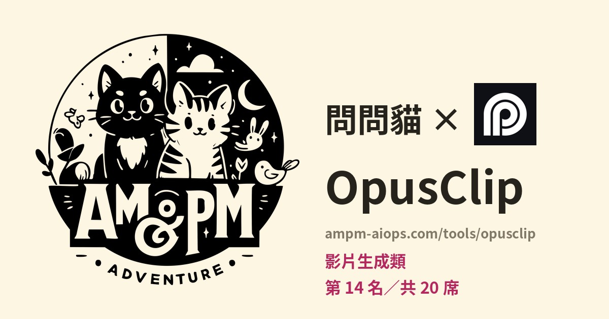 問問貓 × OpusClip 價格與免費額度實查